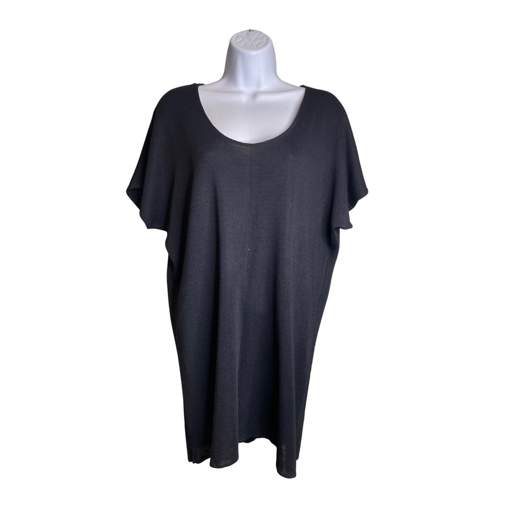 Vintage Brenda French Women's Black Knit Top Size 3 Large Minimalist‎ Stretchy